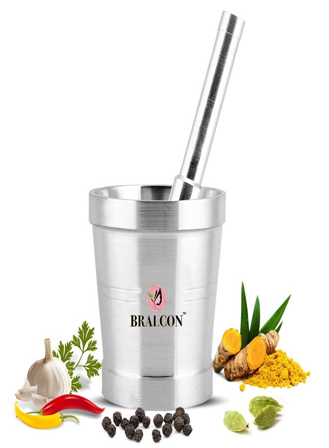 BRALCON Khalbatta for Kitchen | Okhli Masher | Morter & Pestle Set | Aluminium Khalbatta | Imam Dasta, Spice Mixer, khaldasta, okhli Masher, Kharal, okhli & musal - Image 2